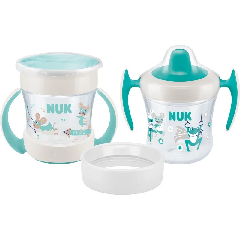 NUK Mini Cups Set Mint/Turquoise skodelica 3v1 6m+ Neutral 160 ml