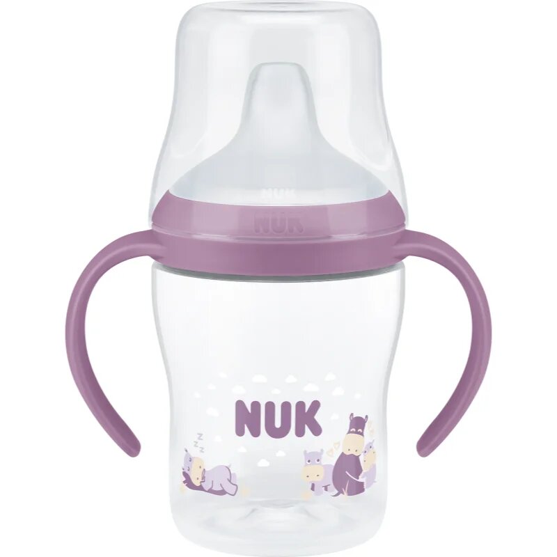 NUK Perfect Match Hippo steklenička za učenje pitja z indikatorjem temperature 6m+ 1 kos