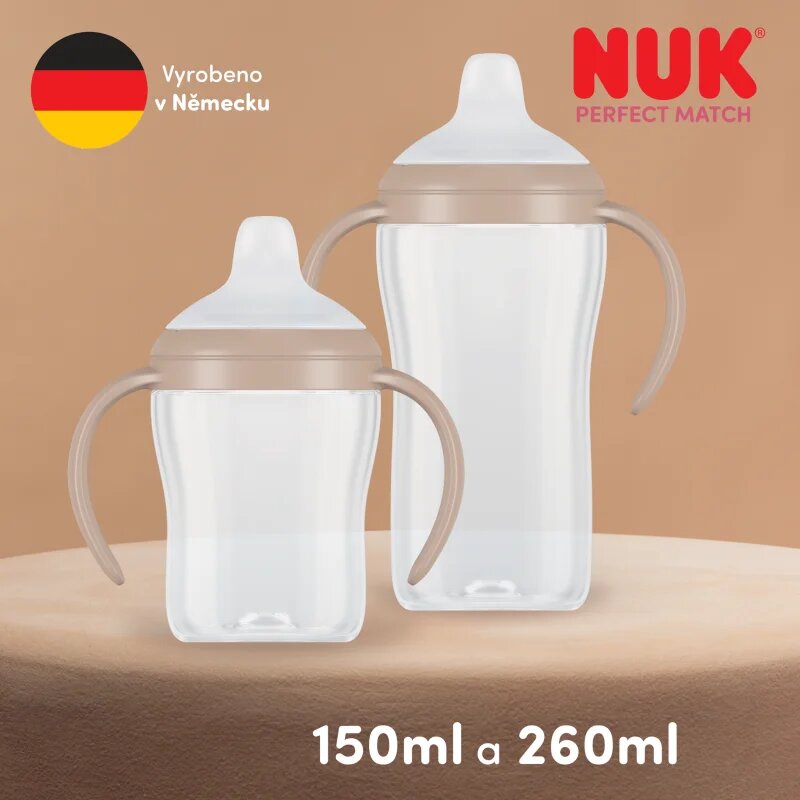 NUK Perfect Match Hippo steklenička za učenje pitja z indikatorjem temperature 6m+ 1 kos