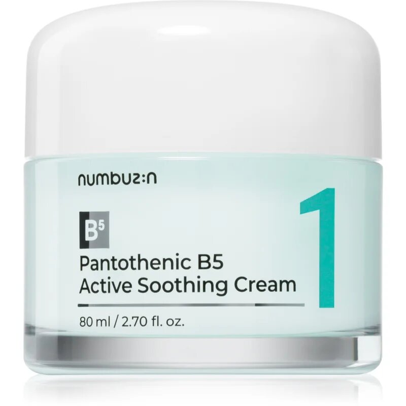 Numbuzin No. 1 Pantothenic B5 Active Soothing Cream pomirjajoča krema za obraz z vlažilnim učinkom 80 ml