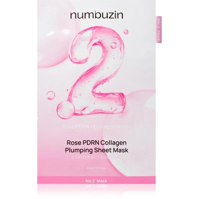Numbuzin No. 2 Rose PDRN Collagen Plumping Sheet Mask vlažilna tekstilna maska za osvetlitev kože 5 kos