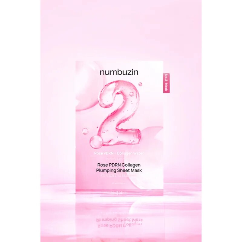 Numbuzin No. 2 Rose PDRN Collagen Plumping Sheet Mask vlažilna tekstilna maska za osvetlitev kože 5 kos
