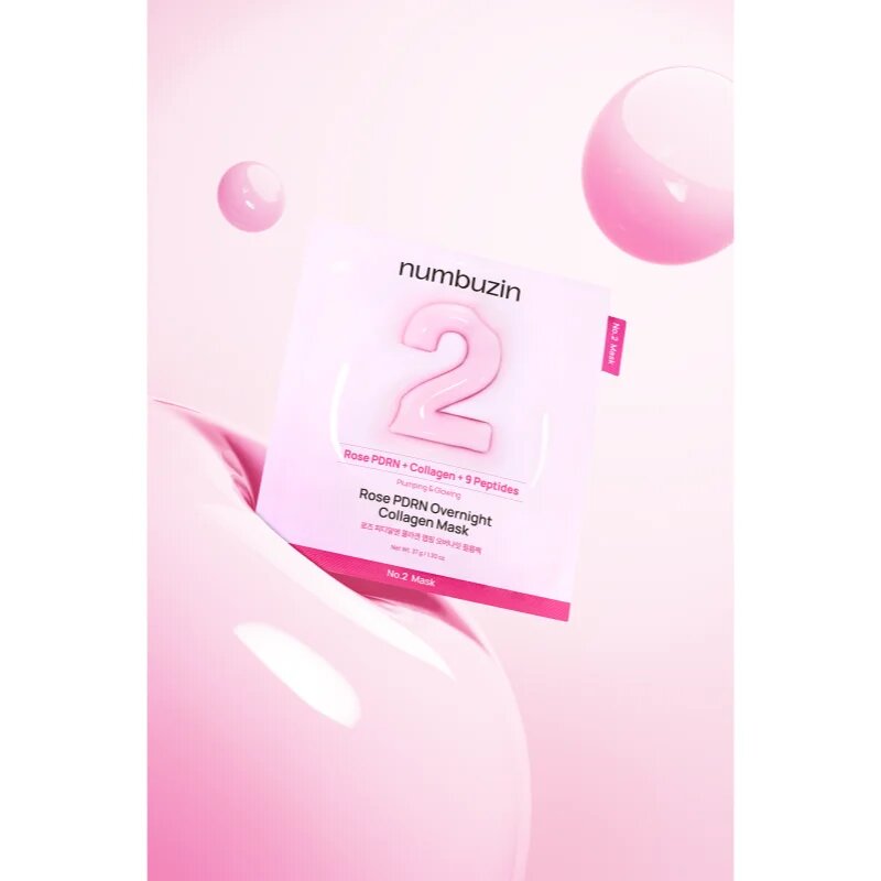 Numbuzin No. 2 Rose PDRN Collagen Plumping Sheet Mask vlažilna tekstilna maska za osvetlitev kože 5 kos