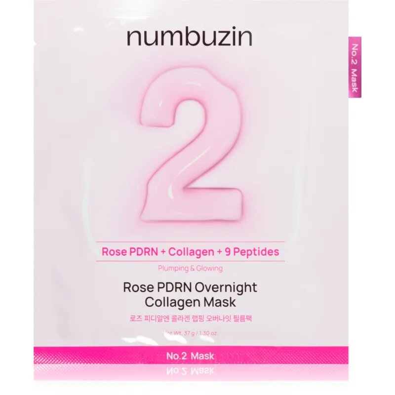 Numbuzin No. 2 Rose PDRN OverNight Collagen Mask globinsko hranilna maska za noč 4 kos