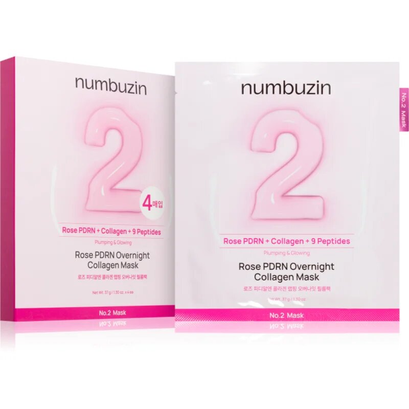 Numbuzin No. 2 Rose PDRN OverNight Collagen Mask globinsko hranilna maska za noč 4 kos