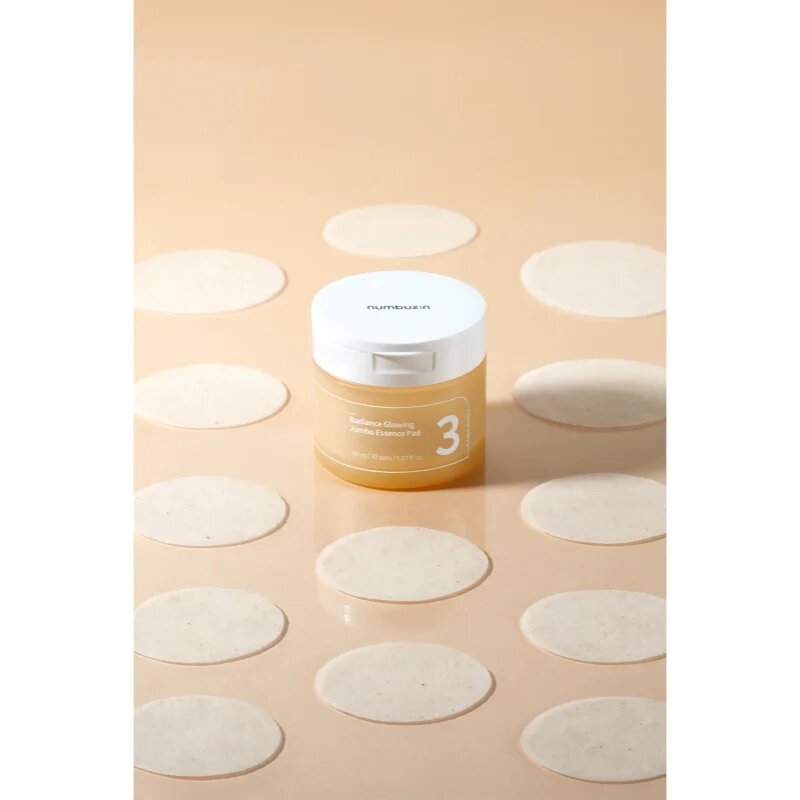 Numbuzin No. 3 Radiance Glowing Jumbo Essence Pad tonizirajoče blazinice za osvetljevanje kože in hidratacijo 70 kos