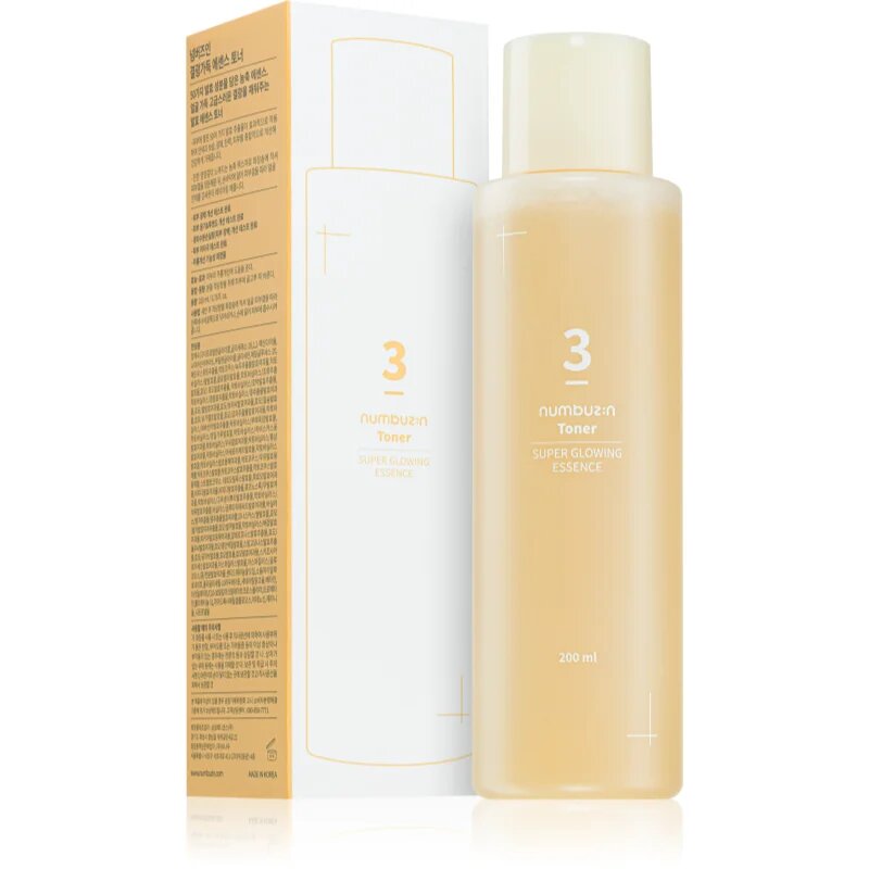 Numbuzin No. 3 Super Glowing Essence Toner posvetlitveni tonik za obnovo čvrstosti obraza 200 ml