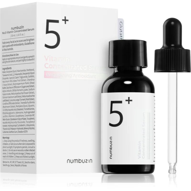 Numbuzin No. 5 Glutathione Vitamin Concentrated Serum koncentrirani serum za obraz za kožo s hiperpigmentacijo 30 ml