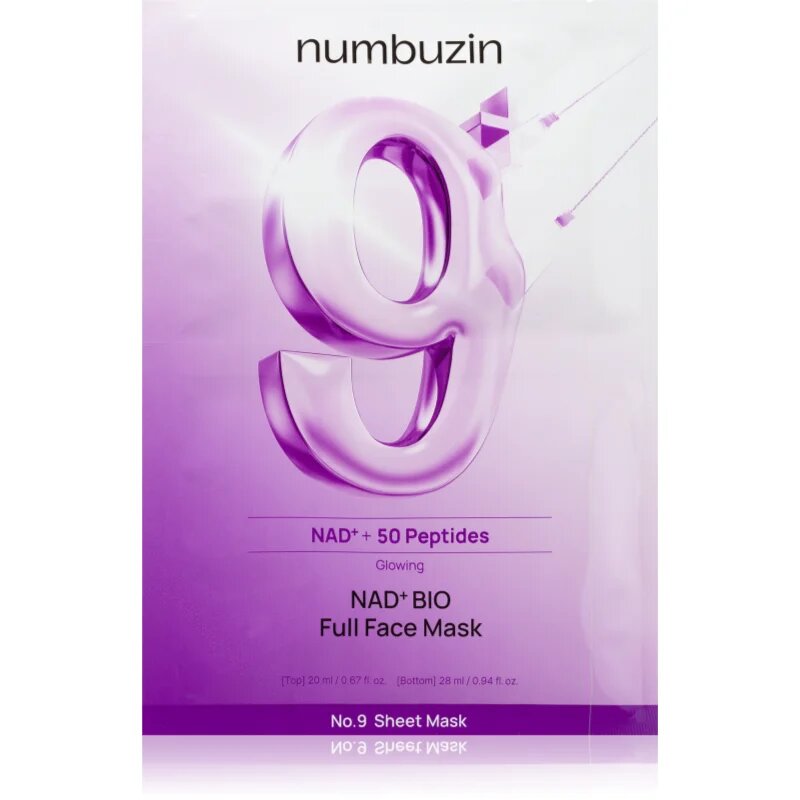 Numbuzin No. 9 NAD Bio Lifting-sil Full Face Mask učvrstitvena kolagenska maska s peptidi 4 kos