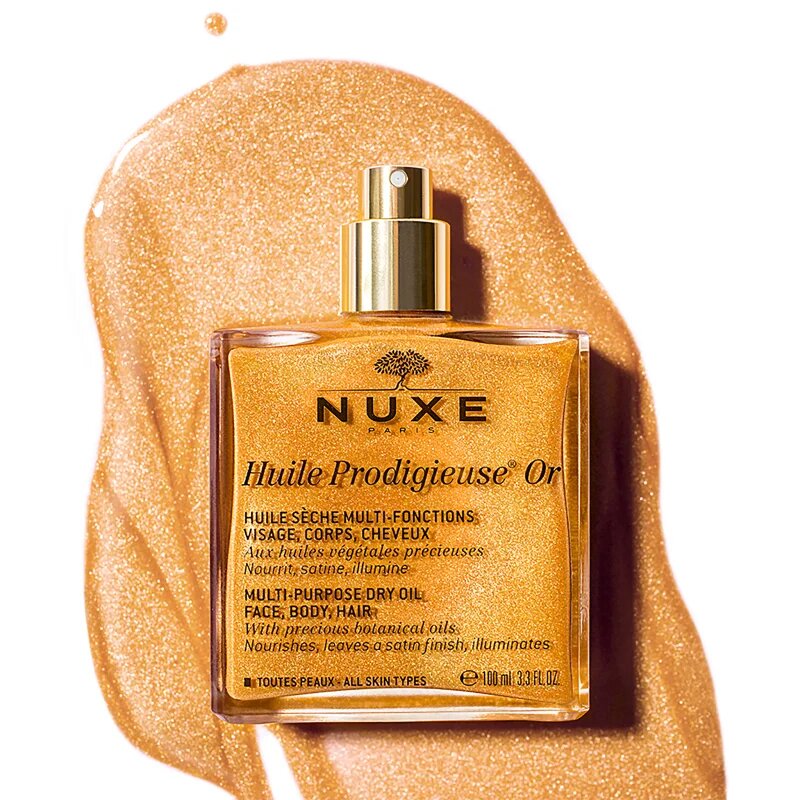 Nuxe Huile Prodigieuse Or večnamensko suho olje z bleščicami za obraz telo in lase 100 ml