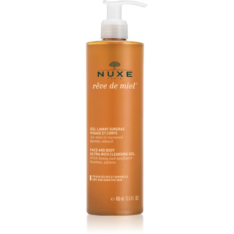 Nuxe Rêve de Miel Face and Body Ultra-Rich Cleansing Gel čistilni gel za suho in občutljivo kožo 400 ml