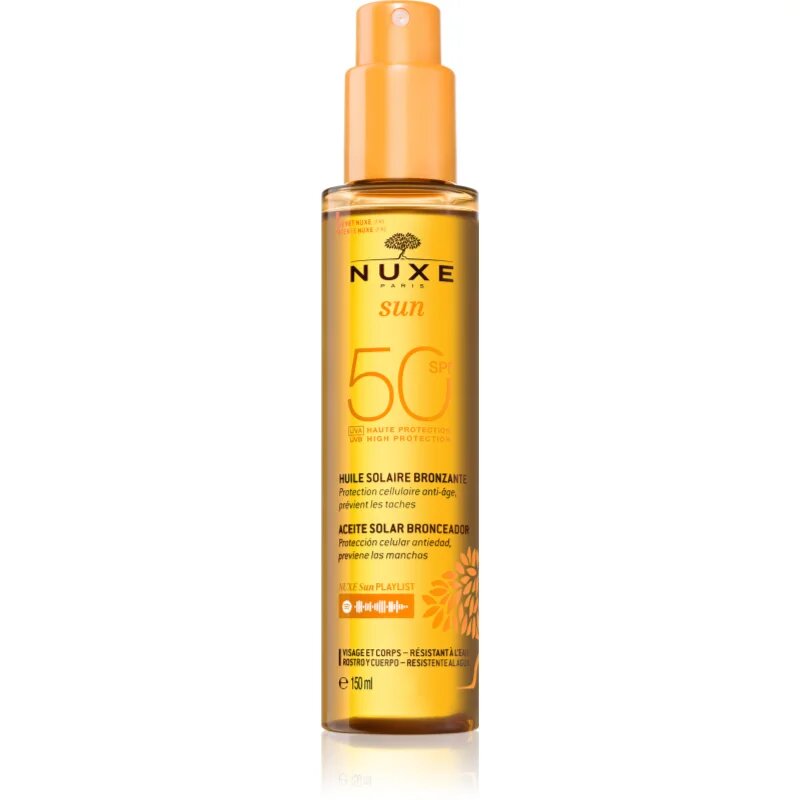 Nuxe Sun Face and Body Tanning Sun Oil olje za sončenje za obraz in telo SPF 50 150 ml