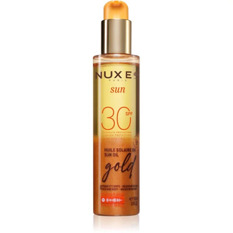 Nuxe Sun Sun Oil Gold SPF 30 olje za sončenje za obraz in telo s posvetlitvenim učinkom SPF 30 150 ml
