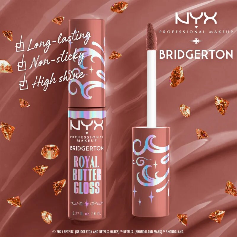 NYX Professional Makeup Bridgerton Royal Butter Gloss sijaj za ustnice odtenek 02 Praline 8 ml