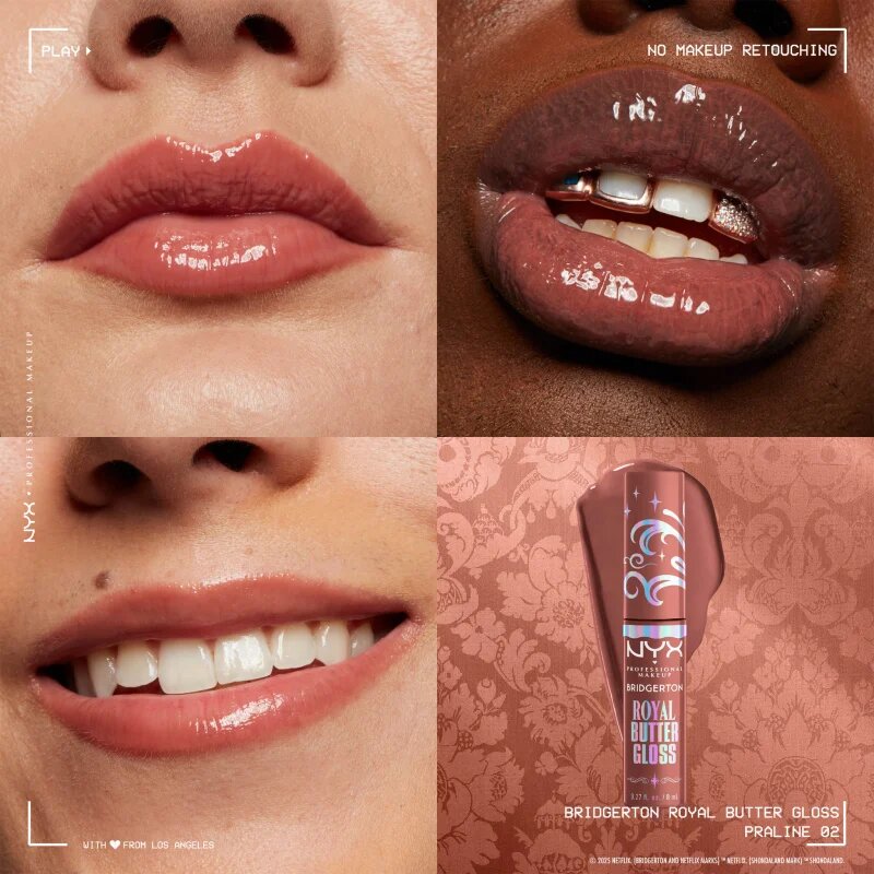 NYX Professional Makeup Bridgerton Royal Butter Gloss sijaj za ustnice odtenek 02 Praline 8 ml