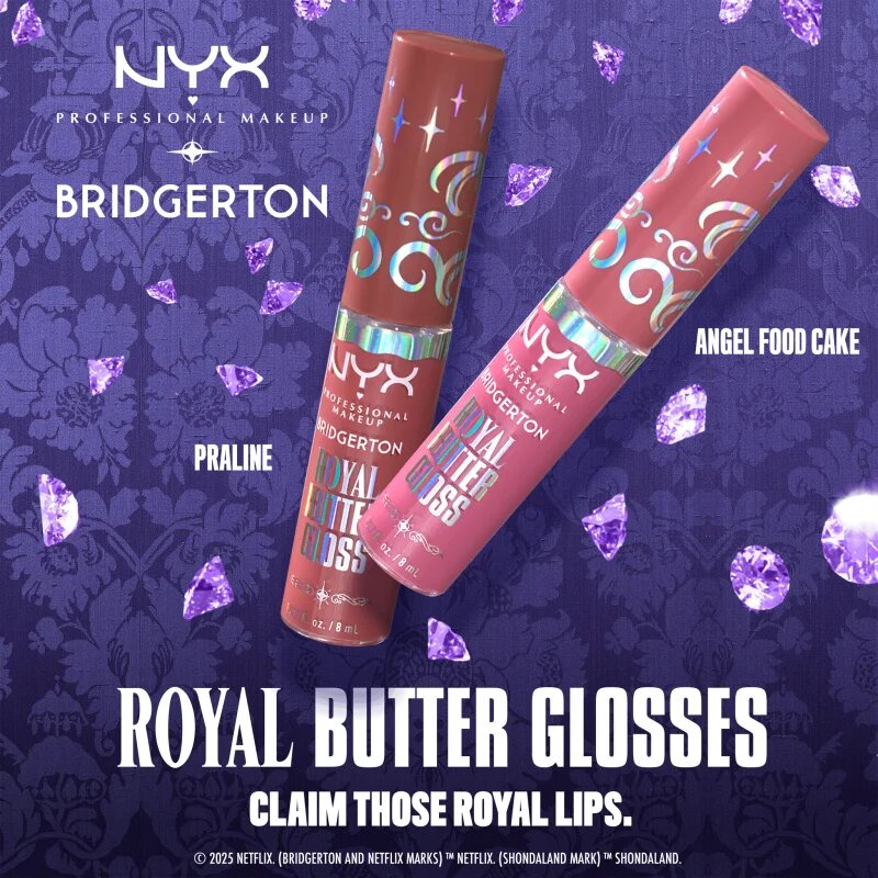 NYX Professional Makeup Bridgerton Royal Butter Gloss sijaj za ustnice odtenek 02 Praline 8 ml