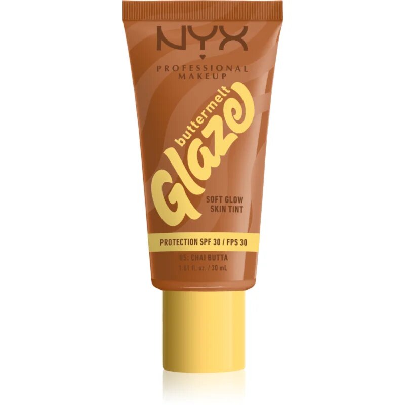 NYX Professional Makeup Buttermelt Glaze posvetlitveni tonirani fluid SPF 30 odtenek Chai Butta 30 ml