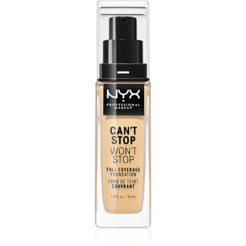 NYX Professional Makeup Can't Stop Won't Stop Full Coverage Foundation visoko prekrivni tekoči puder odtenek 6.5 Nude 30 ml