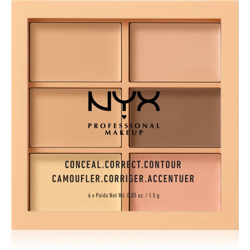 NYX Professional Makeup Conceal. Correct. Contour paleta za konture in korekcijo odtenek 01 Light 6 x 1.5 g