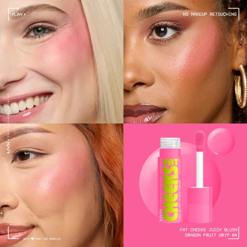 NYX Professional Makeup Fat Cheeks Juicy Blush tekoče rdečilo odtenek 04 Dragon Fruit Drip 8 ml