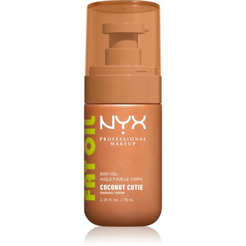 NYX Professional Makeup Fat Oil Body hranilno olje za telo ki dodaja hidracijo in sijaj z vonjem Coconut Cutie 70 ml