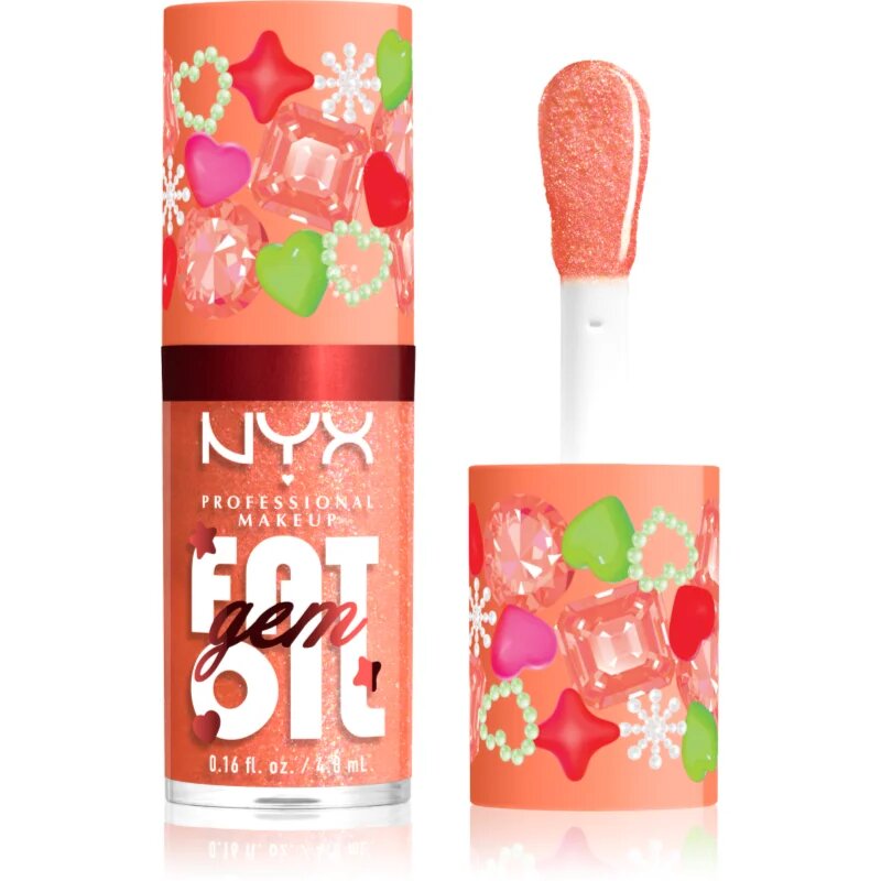 NYX Professional Makeup Fat Oil Gem Xmas olje za ustnice odtenek Peach Diamond 4.8 ml