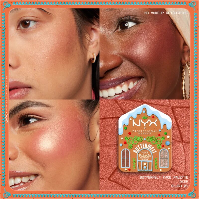 NYX Professional Makeup Gingerbaddie Land Buttermelt paleta osvetljevalcev in rdečil odtenek Deep 1 kos