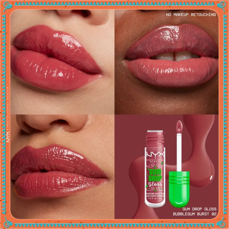 NYX Professional Makeup Gingerbaddie Land Gum Drop sijaj za ustnice odtenek 02 Bubblegum Burst 1 kos