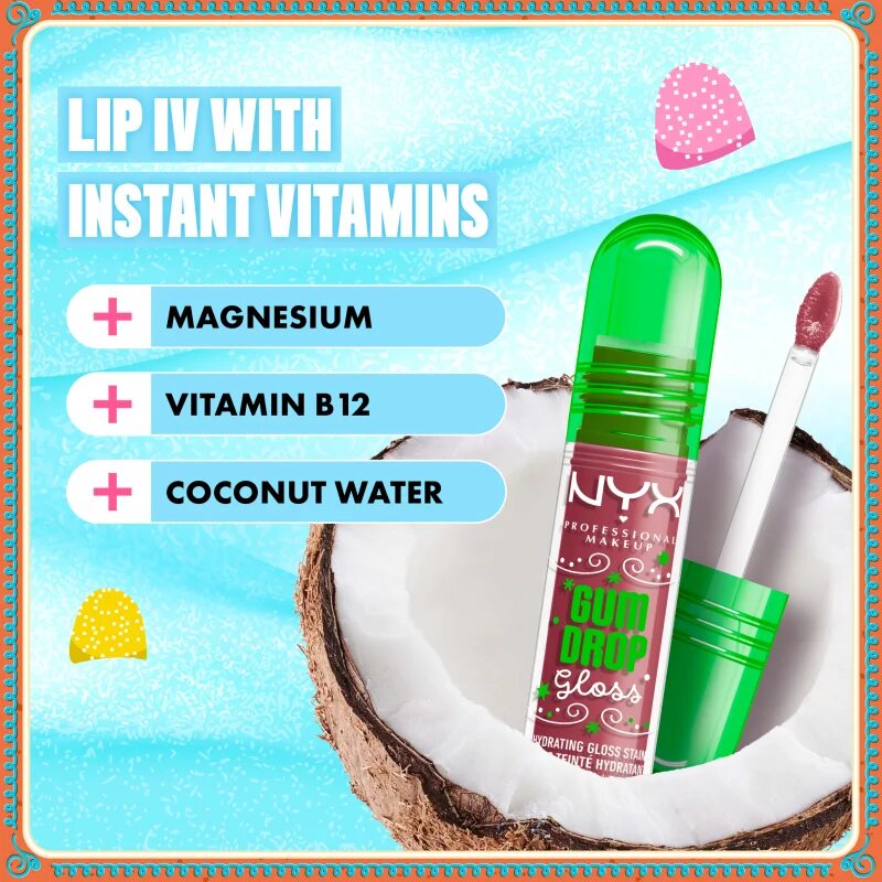 NYX Professional Makeup Gingerbaddie Land Gum Drop sijaj za ustnice odtenek 02 Bubblegum Burst 1 kos