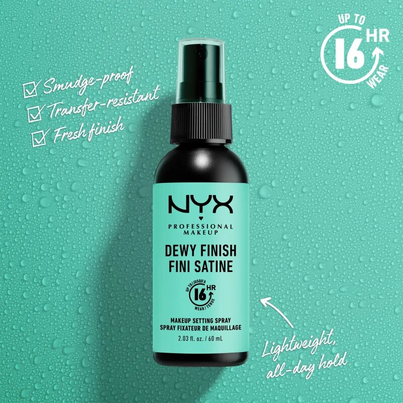 NYX Professional Makeup Makeup Setting Spray Dewy pršilo za fiksiranje 180 ml