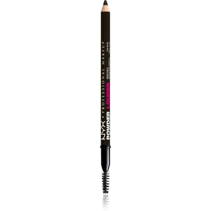 NYX Professional Makeup Powder Louder svinčnik za obrvi s krtačko odtenek Black 1 kos