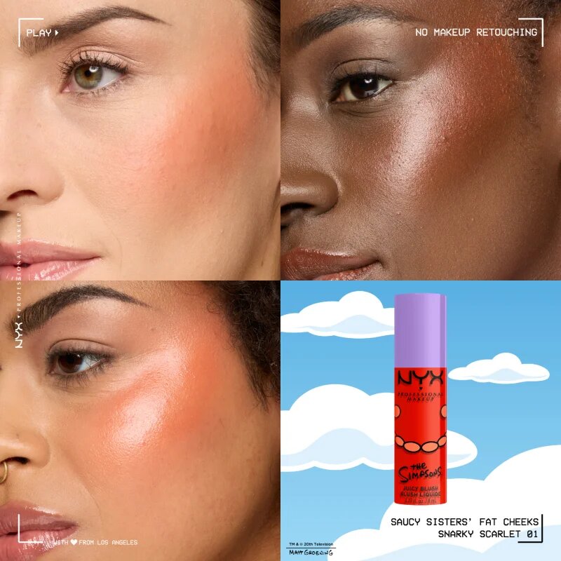 NYX Professional Makeup The Simpsons Fat Cheeks tekoče rdečilo odtenek Snarky Scarlet 8 ml