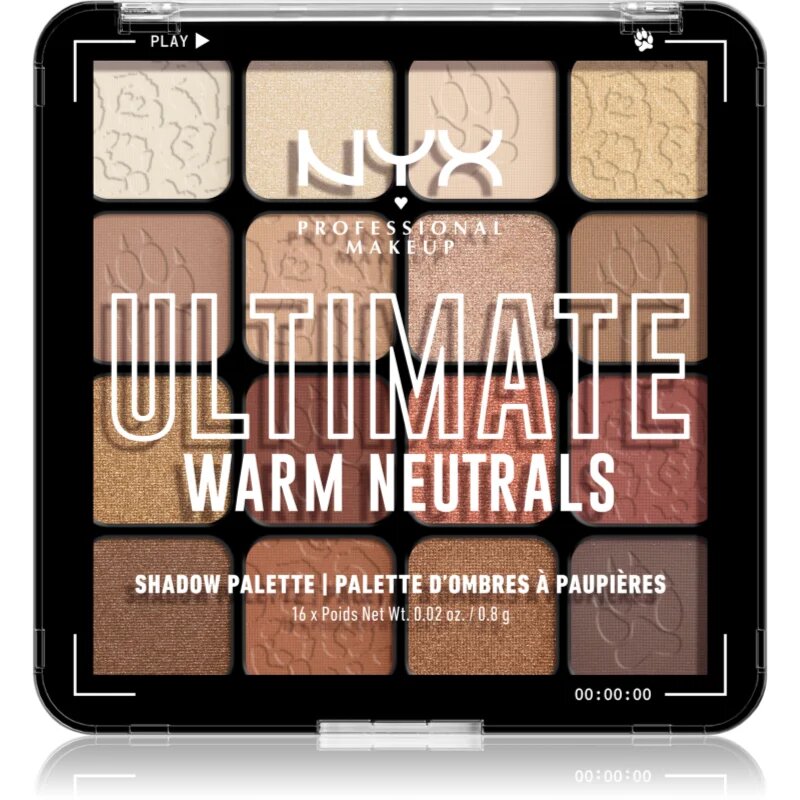 NYX Professional Makeup Ultimate Shadow Palette senčila za oči odtenek Warm Neutrals 16x08 g