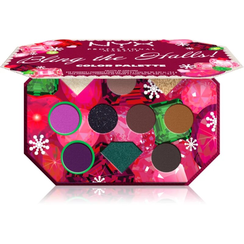 NYX Professional Makeup Xmas Bling The Halls paleta senčil za oči 10 barv 10x0.6 g
