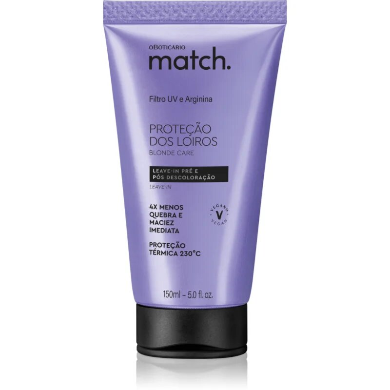 oBoticário Match. Blonde Care obnovitvena maska brez spiranja za blond lase 150 ml