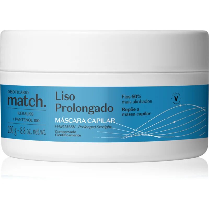 oBoticário Match. Prolonged Smooth gladilna maska za lase 250 g
