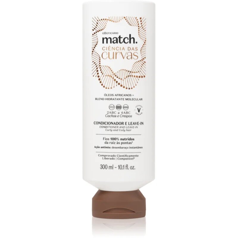 oBoticário Match. Science of Curves balzam brez spiranja za valovite in kodraste lase 300 ml
