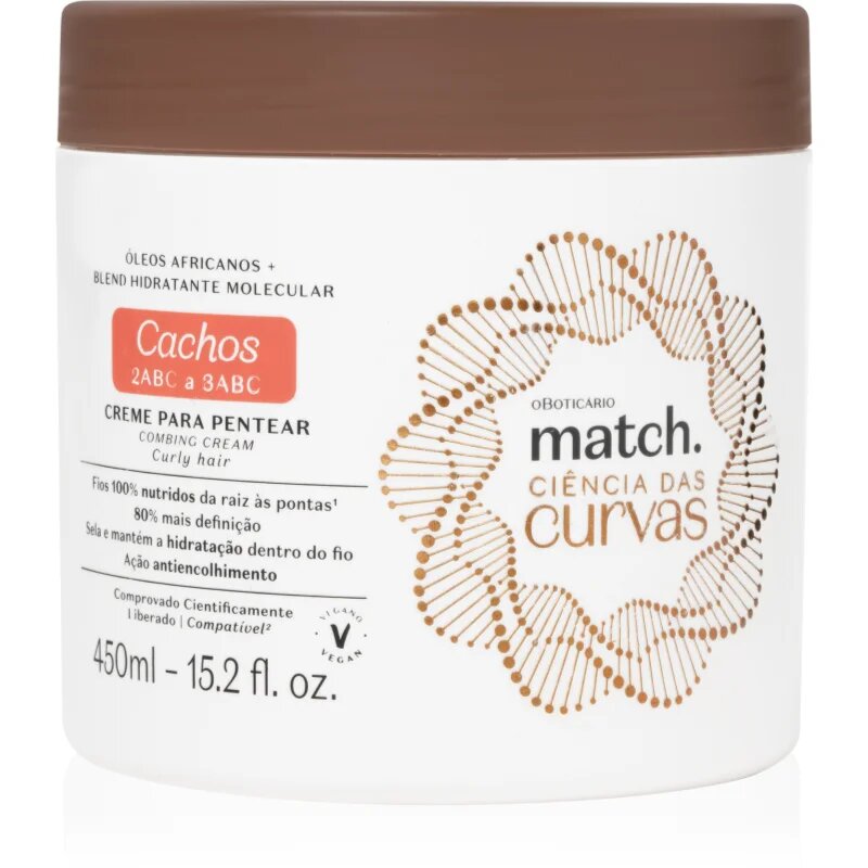 oBoticário Match. Science of Curves nega brez spiranja za lažje razčesavanje las 450 ml