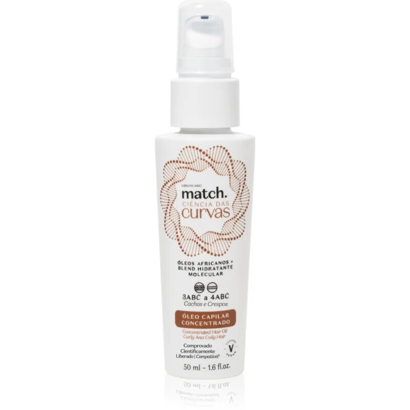 oBoticário Match. Science of Curves olje za lase za valovite in kodraste lase 50 ml