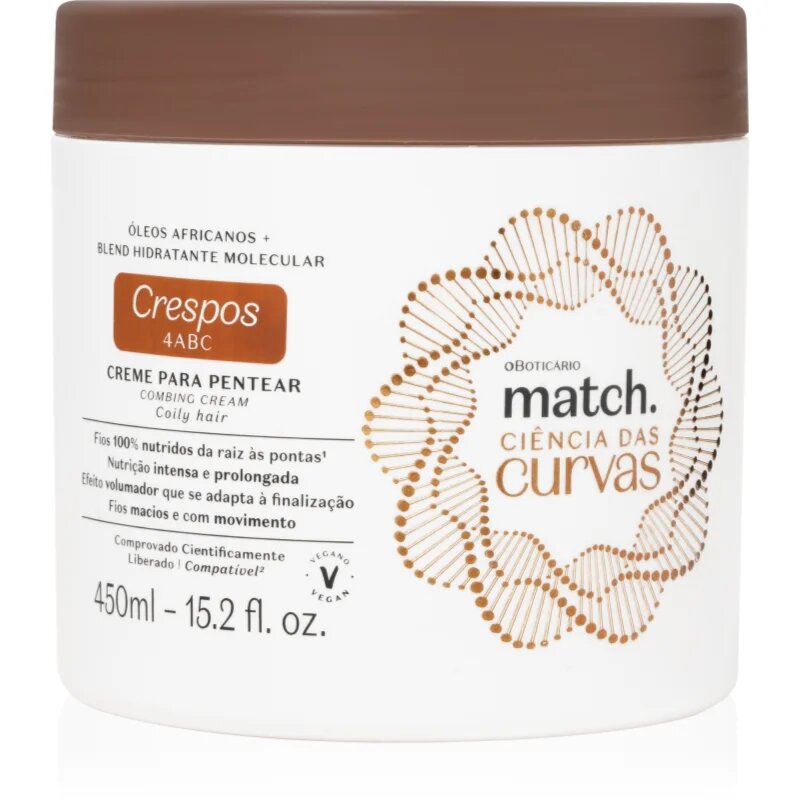 oBoticário Match. Science of Curves vlažilna krema za valovite in kodraste lase 450 ml