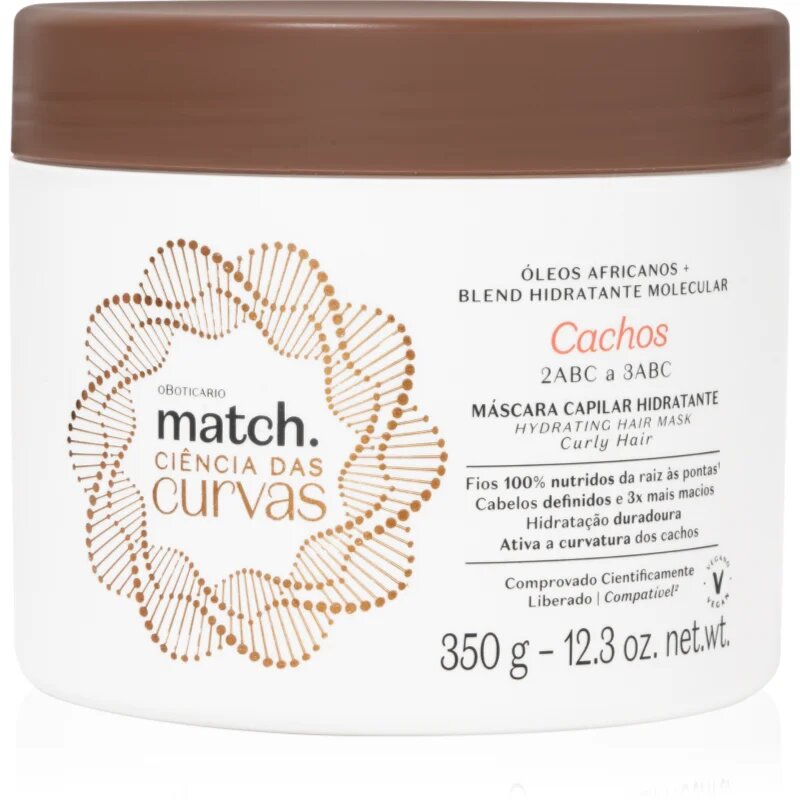oBoticário Match. Science of Curves vlažilna maska za valovite in kodraste lase 350 ml