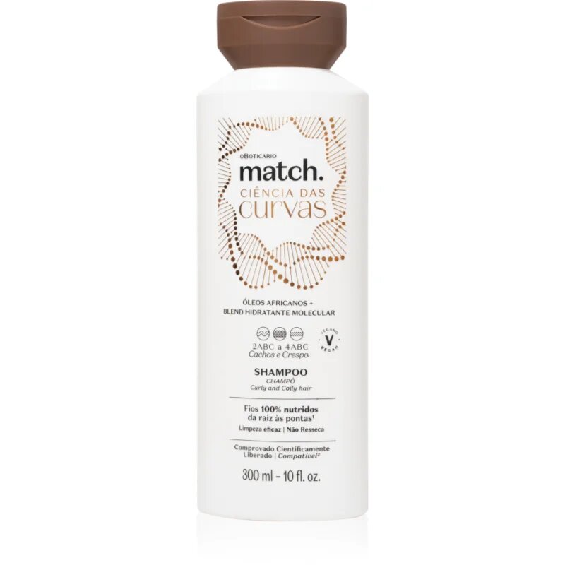 oBoticário Match. Science of Curves vlažilni šampon za valovite in kodraste lase 300 ml