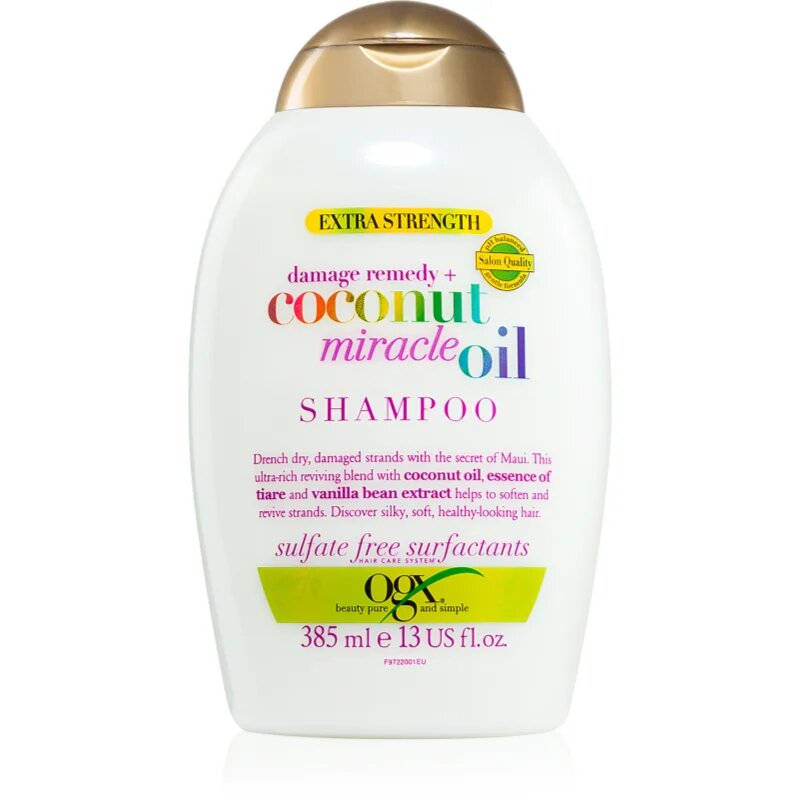 OGX Coconut Miracle Oil krepilni šampon za poškodovane lase s kokosovim oljem 385 ml