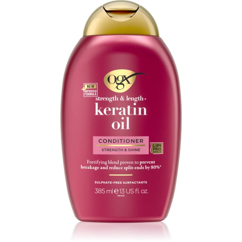 OGX Keratin Oil krepilni balzam s keratinom in arganovim oljem 385 ml