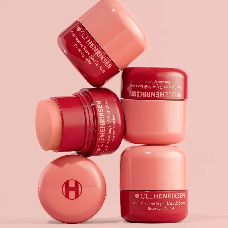 OLEHENRIKSEN Pout Preserve Sugar Melt Exfoliating Lip Scrub sladkorni piling za ustnice odtenek Strawberry Sorbet 8 g