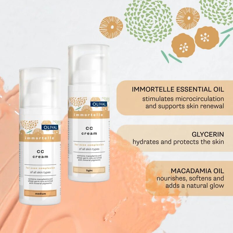 Olival Immortelle vlažilna CC krema odtenek Medium 50 ml