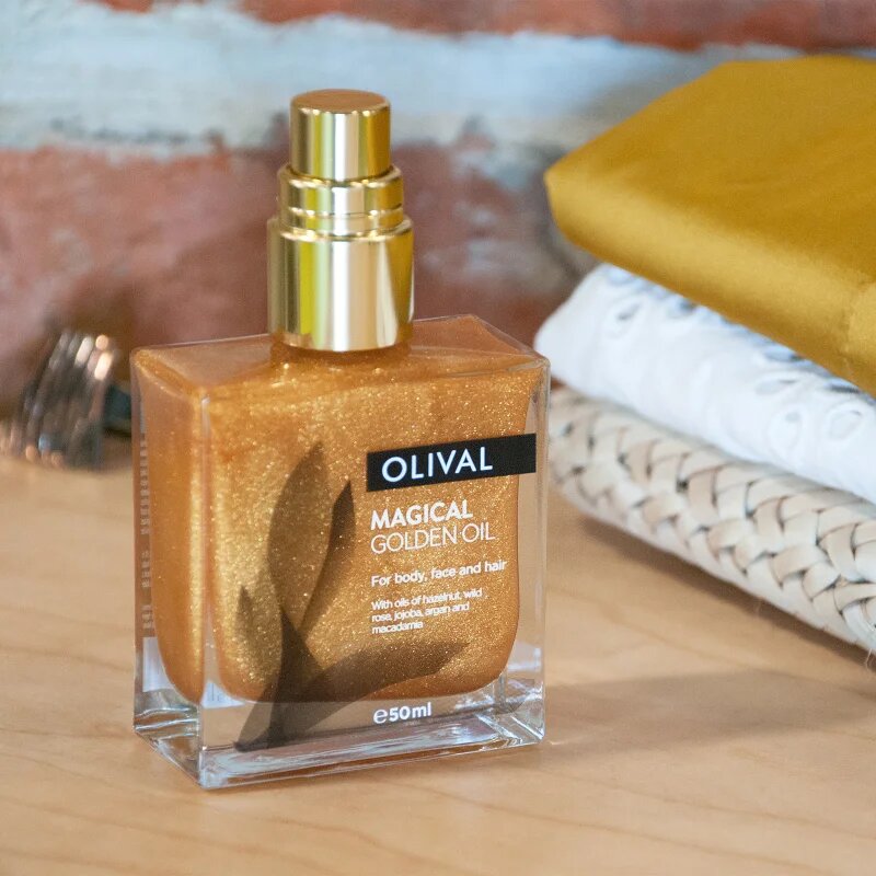 Olival Magical Gloden Oil večnamensko suho olje z bleščicami za obraz telo in lase 50 ml