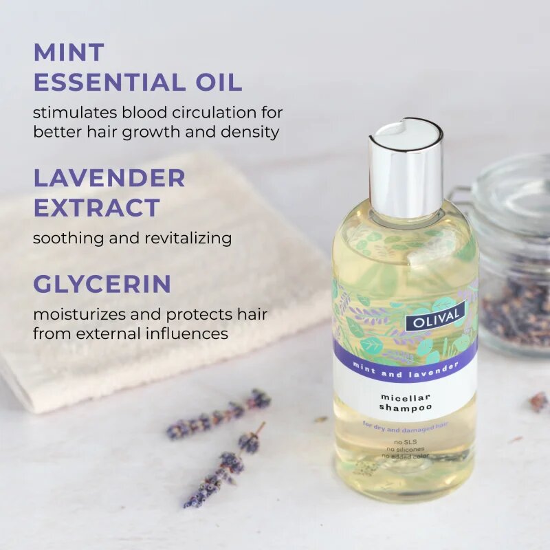 Olival Micellar Mint and Lavender micelarni šampon za suhe in poškodovane lase 250 ml
