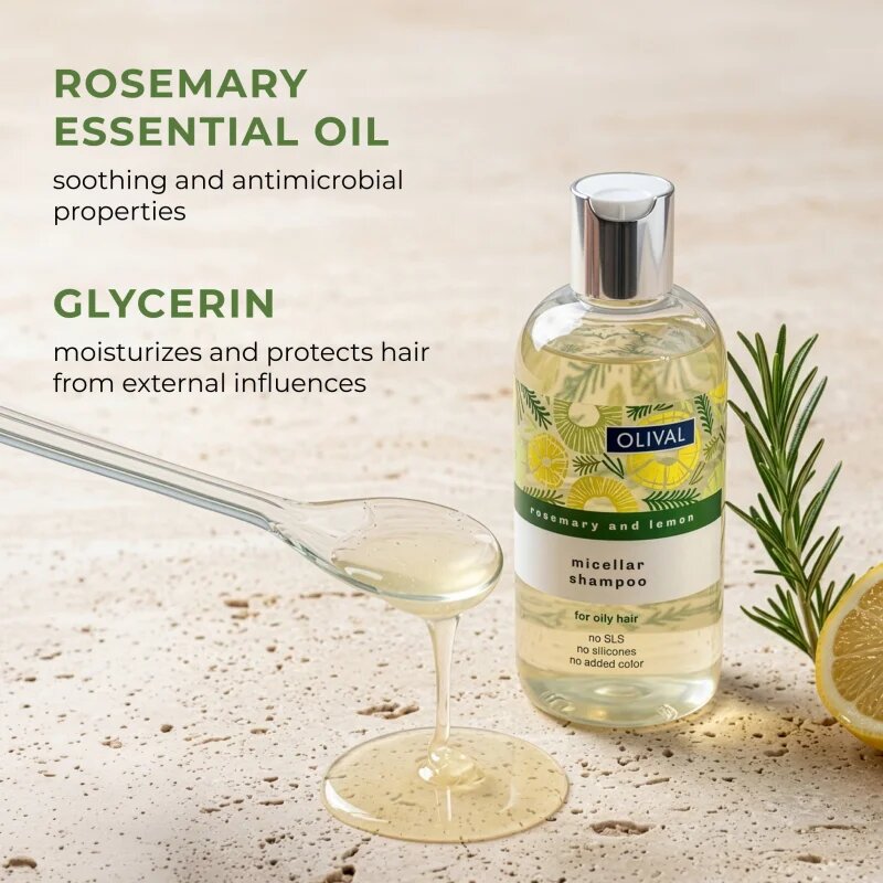 Olival Micellar Rosemary and Lemon micelarni šampon za mastne lase 250 ml