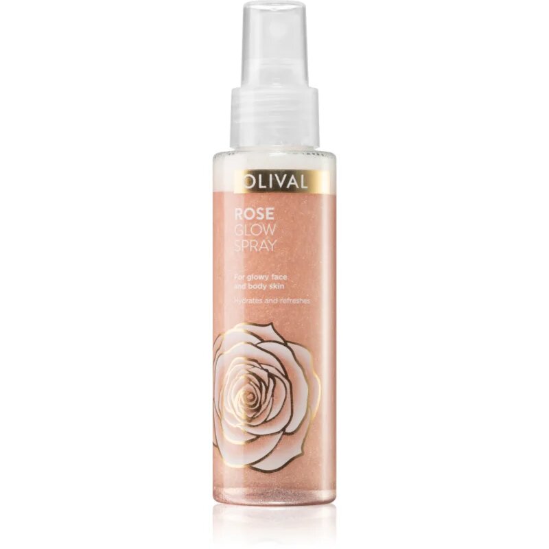 Olival Rose Glow posvetlitveno pršilo za obraz in telo z bleščicami 100 ml